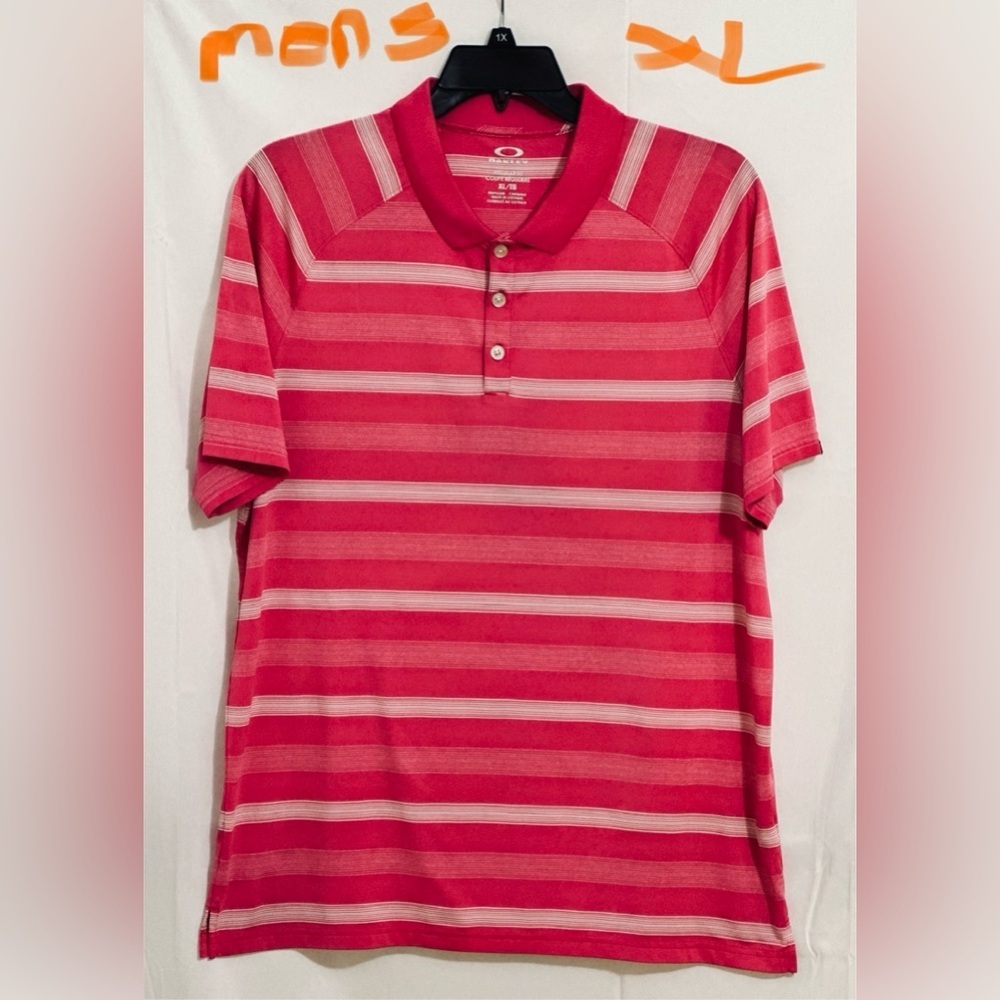 MENS AMARANTH & WHITE OAKLEY POLO
